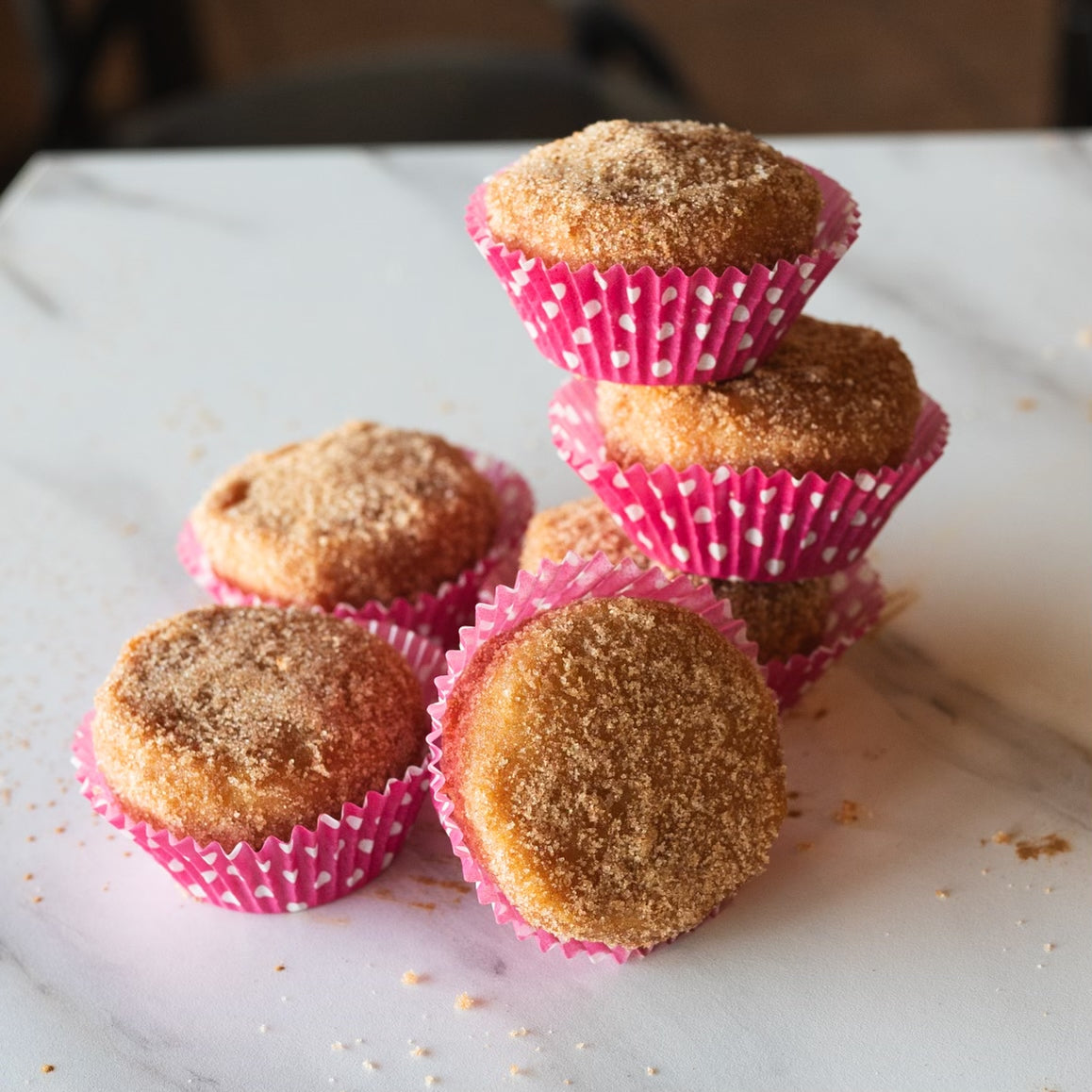 Six Apple Cider Doughnut Muffins