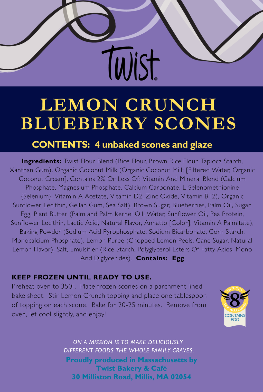 Lemon Blueberry Scones (4 Pack)